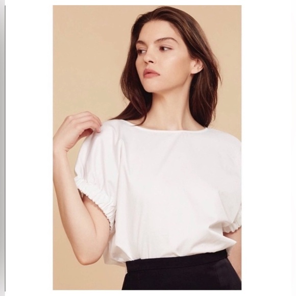 Cuyana White Strappy back tie Top poplin boho chic xs preppy boxy - Picture 1 of 14